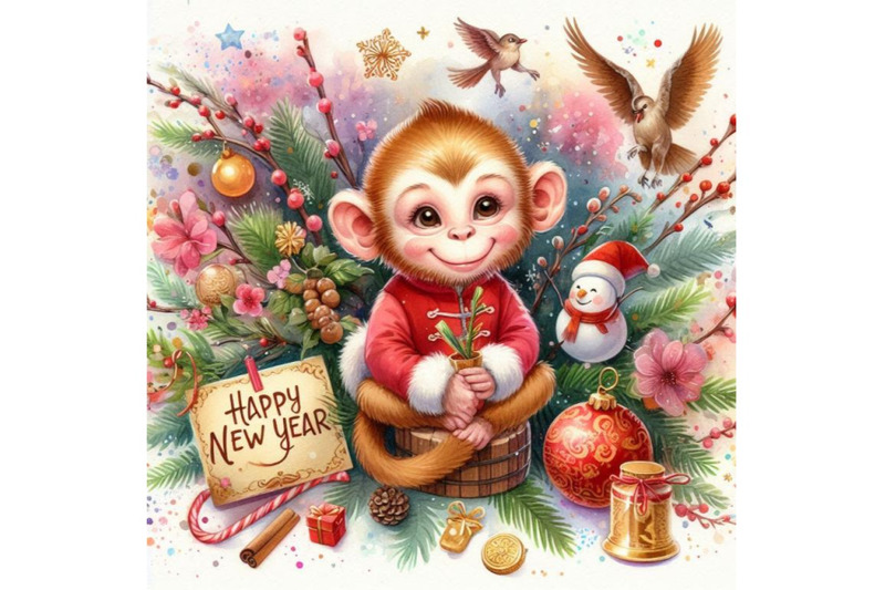 new-year-monkey-illustration-new-year-and-christmas-background