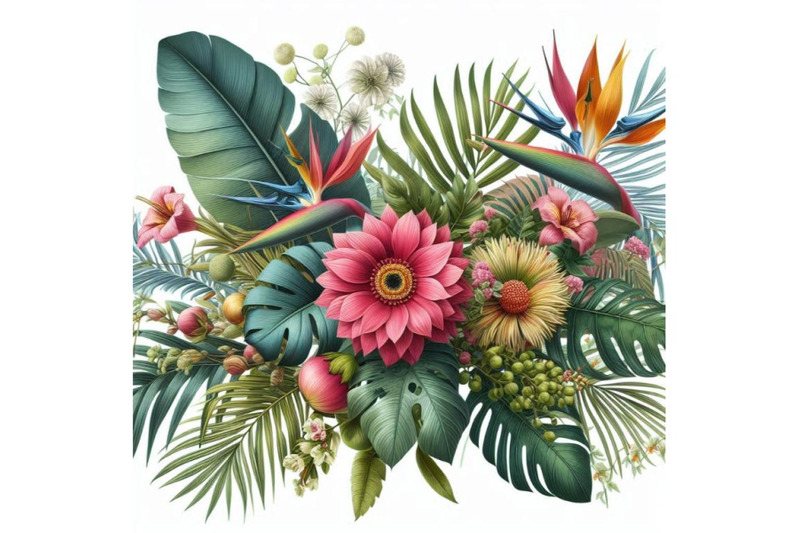 tropical-leaves-and-flowers-background