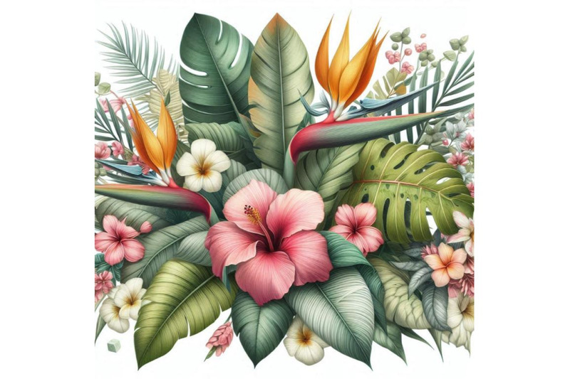 tropical-leaves-and-flowers-background