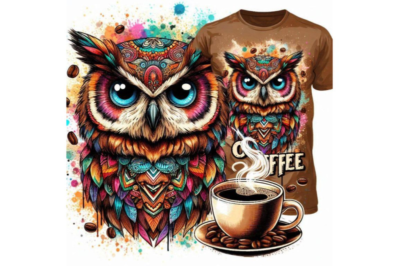 owl-t-shirt-graphics-coffee-and-owl-illustration-with-splash-waterco