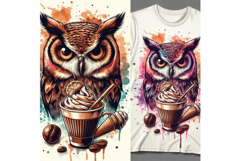 owl-t-shirt-graphics-coffee-and-owl-illustration-with-splash-waterco