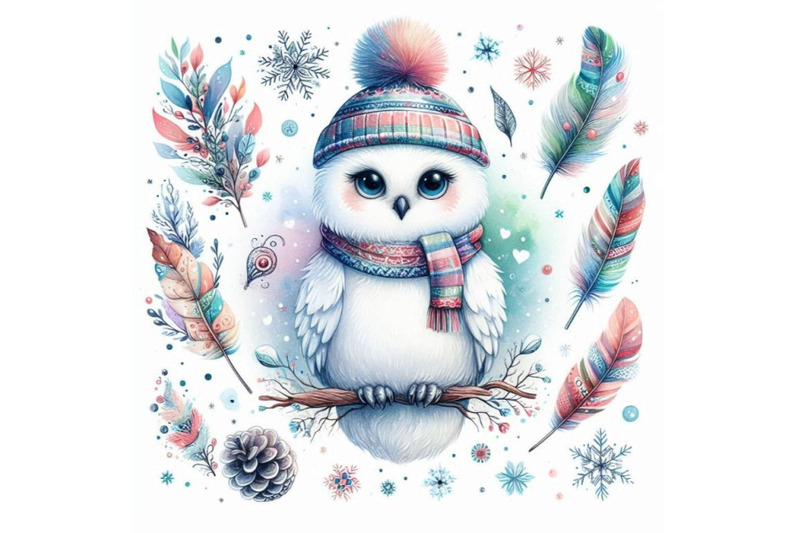 t-shirt-graphicscute-snowy-owl-illustration-watercolor