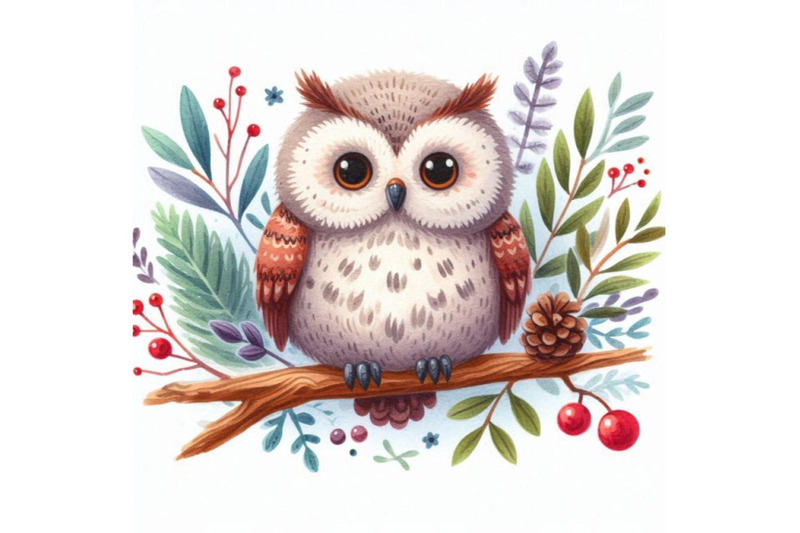 owl-cute-owl-watercolor-forest-bird-school-illustration-cartoon-bi