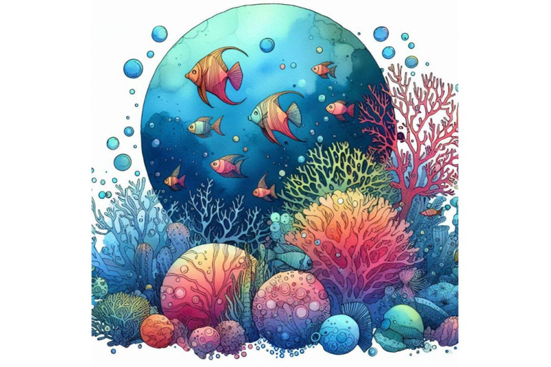 underwater-world-coral-reef-fish-watercolor-illustration