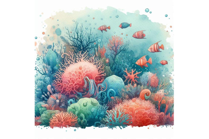 underwater-world-coral-reef-fish-watercolor-illustration