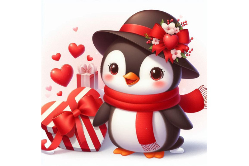 valentine-day-penguin-red-heart