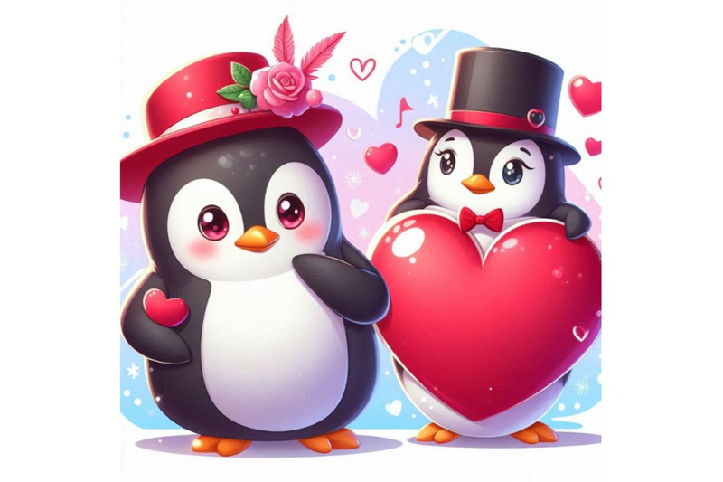 valentine-day-penguin-red-heart