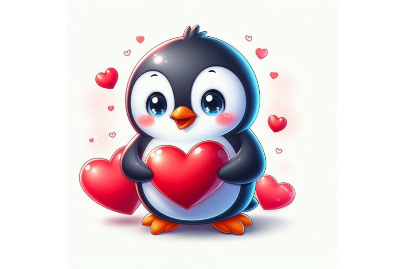 valentine-day-penguin-red-heart