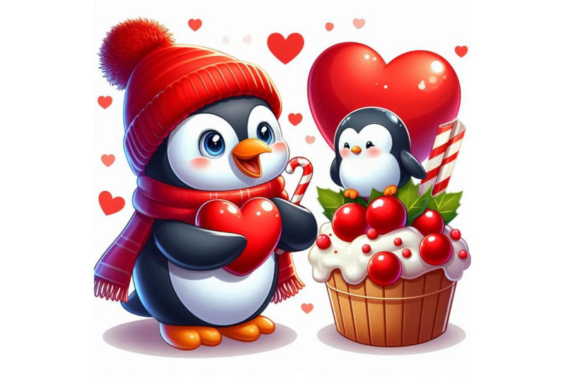 valentine-day-penguin-red-heart