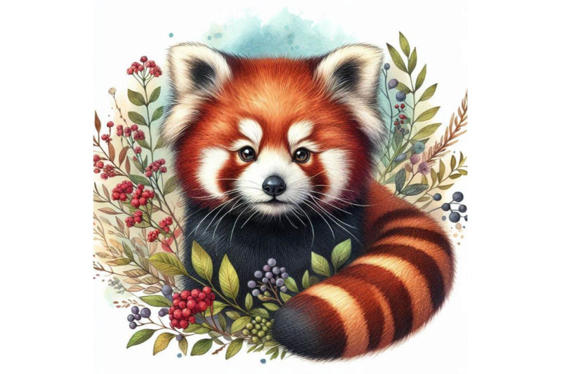 red-panda-hand-drawn-watercolor-illustration