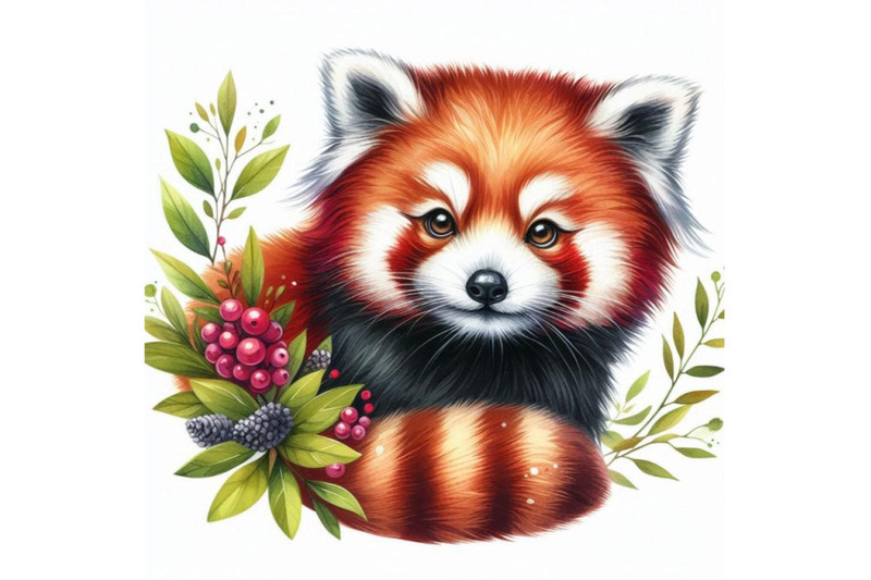 red-panda-hand-drawn-watercolor-illustration