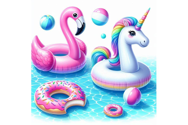 water-color-flamingo-unicorn-pool-float-ring-donut-lilo