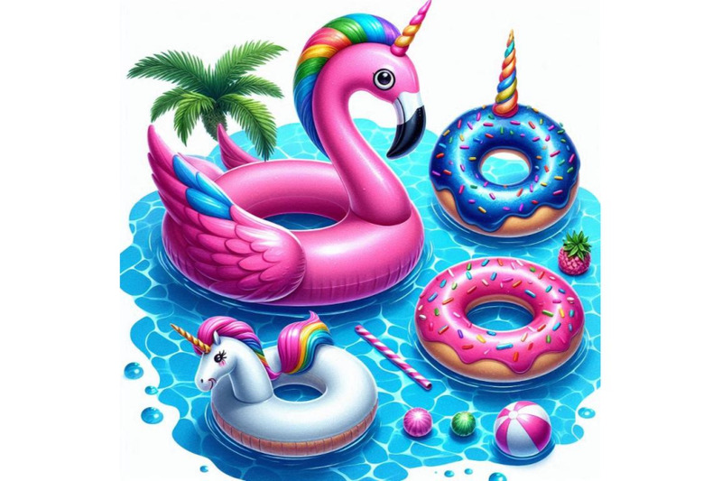 water-color-flamingo-unicorn-pool-float-ring-donut-lilo