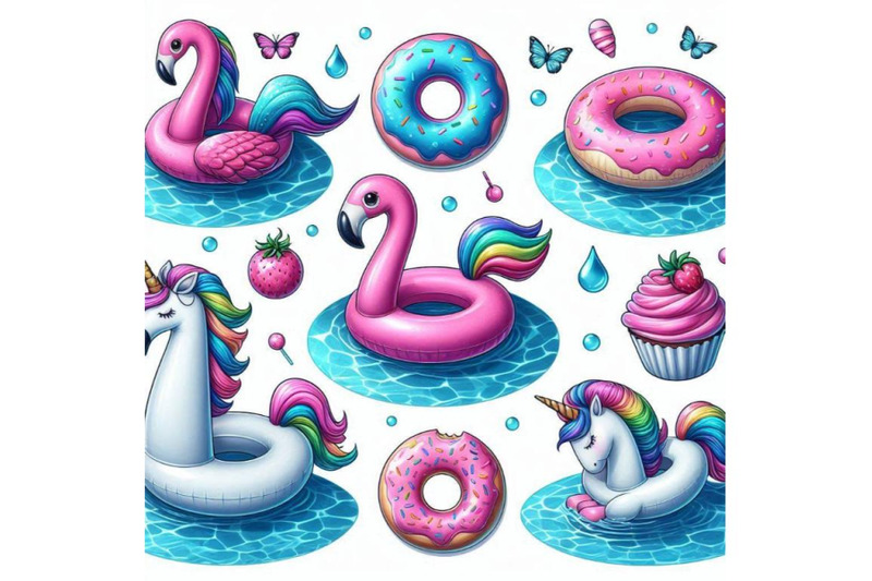 water-color-flamingo-unicorn-pool-float-ring-donut-lilo