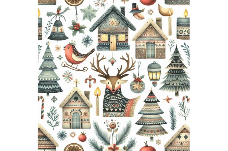 scandinavian-seamless-pattern-watercolor-christmas-illustration