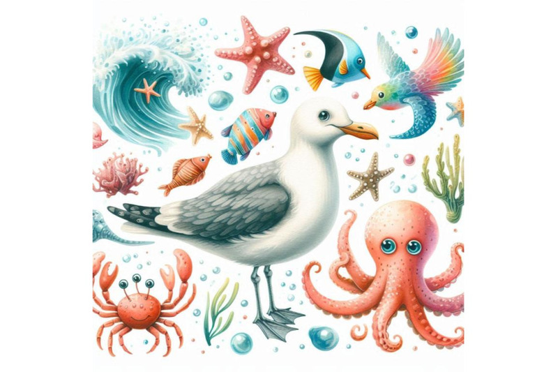 sea-bird-seagull-marine-funny-background-watercolor-illustration