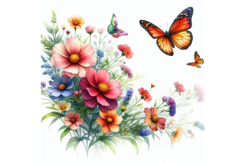 watercolor-flowers-and-butterfly-background