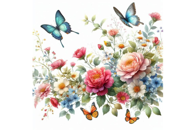 watercolor-flowers-and-butterfly-background