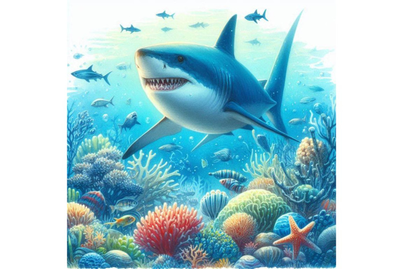 shark-underwater-life-watercolor-illustration-sea-animal