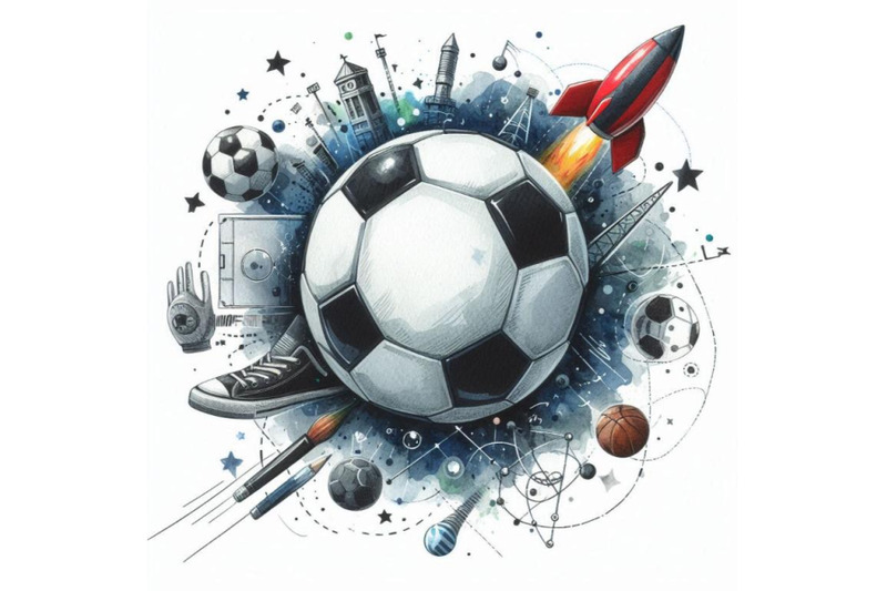 soccer-ball-football-watercolor-hand-drawn-illustration