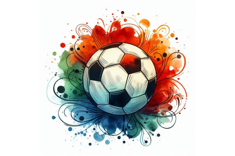 soccer-ball-football-watercolor-hand-drawn-illustration