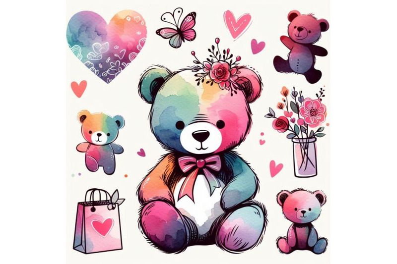 cute-teddy-bear-watercolor-illustration