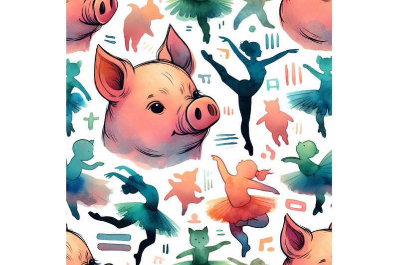 cute-pig-seamless-pattern-watercolor-ballet-backg