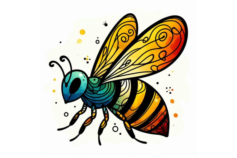 cartoon-insect-bee-watercolor-illustration