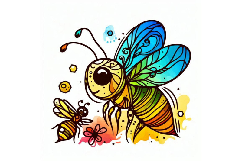 cartoon-insect-bee-watercolor-illustration