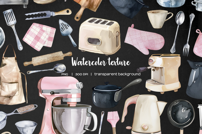 watercolor-kitchen-equipment-clipart-kitchen-devices-and-utensils-set