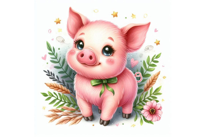 cute-pig-cartoon-watercolor-animal