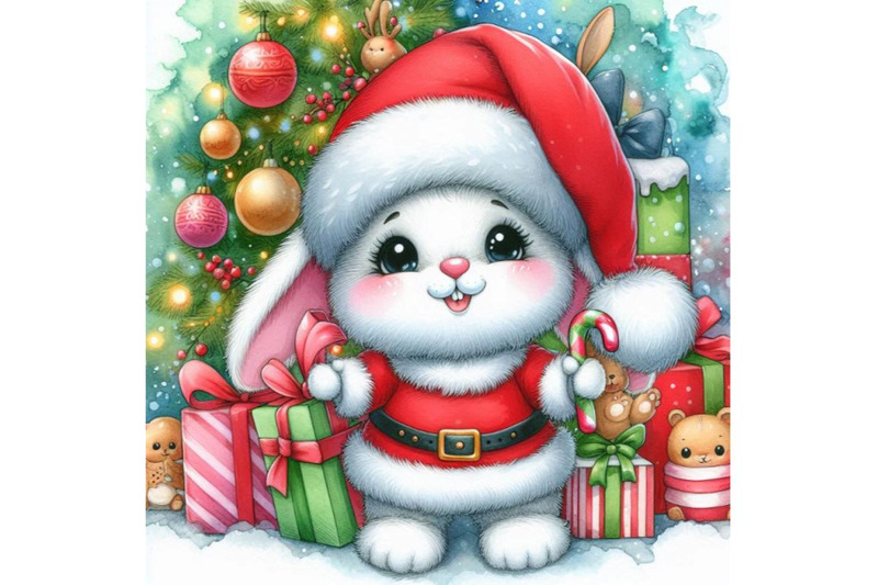 funny-bunny-and-christmas-watercolor-background