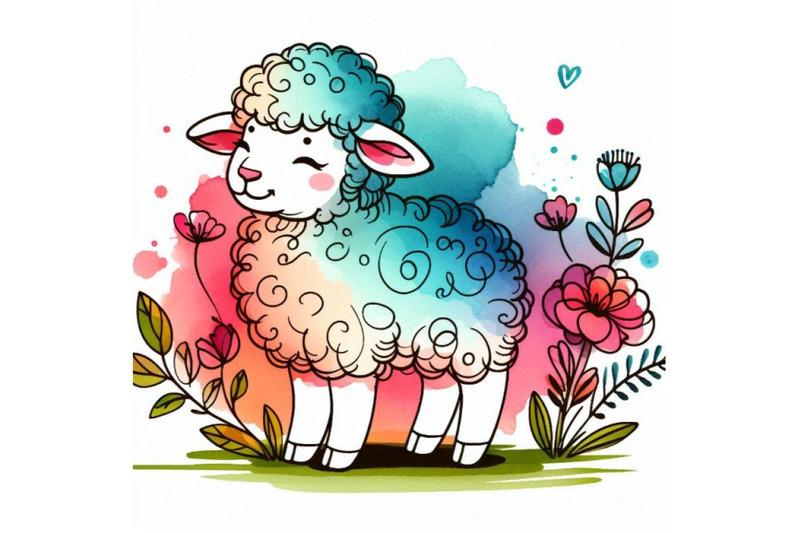 cute-watercolor-cartoon-lamb-farm-animal-illustrati