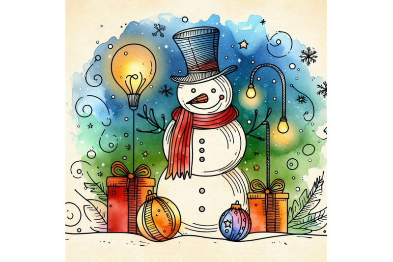 new-year-snowman-and-christmas-decoration-wat