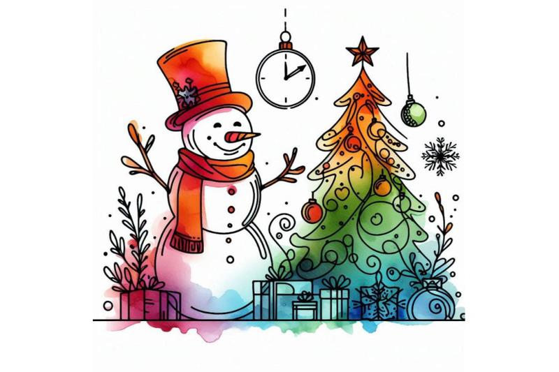 new-year-snowman-and-christmas-decoration-wat