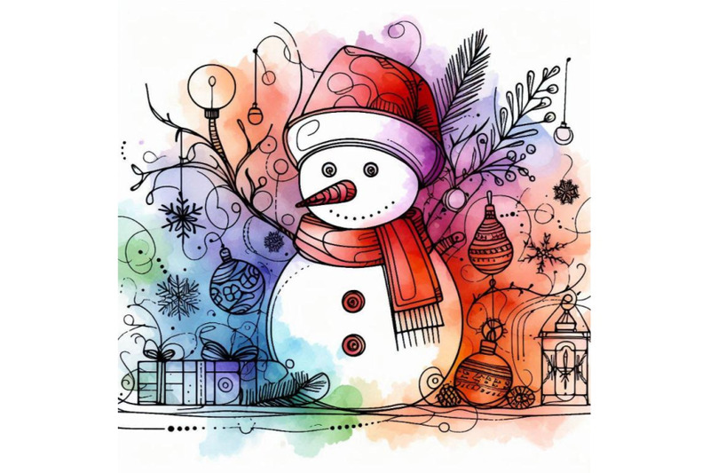 new-year-snowman-and-christmas-decoration-wat