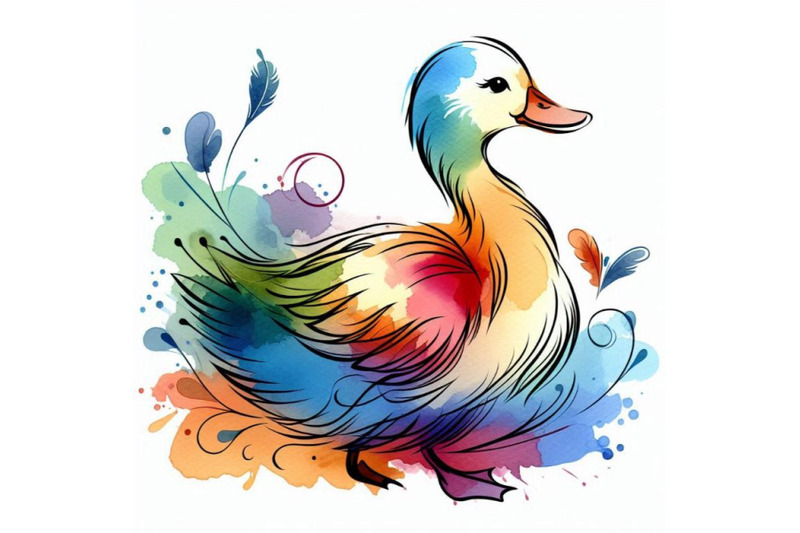 cute-duck-domestic-farm-bird-watercolor-illustratio