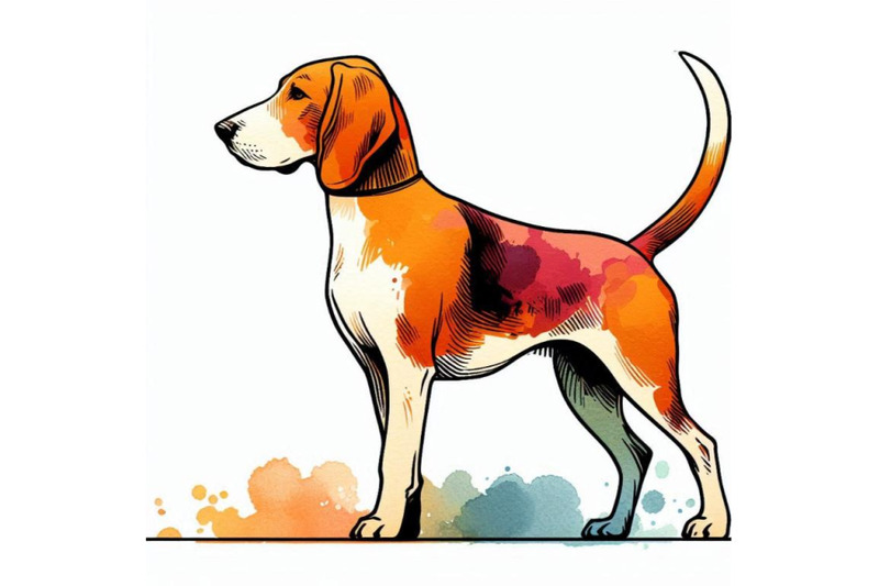 english-foxhound-watercolor-hunting-dog-breed-cli