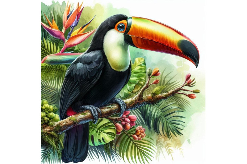 toucan-exotic-nature-background-tropical-plant