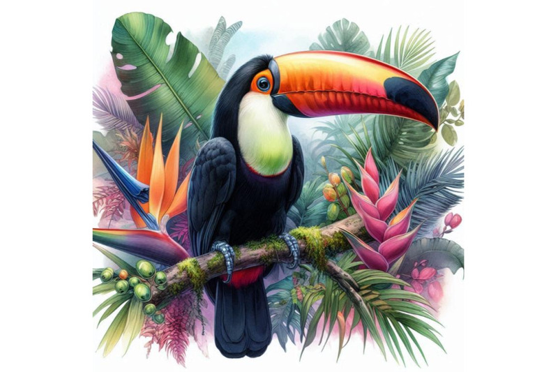 toucan-exotic-nature-background-tropical-plant