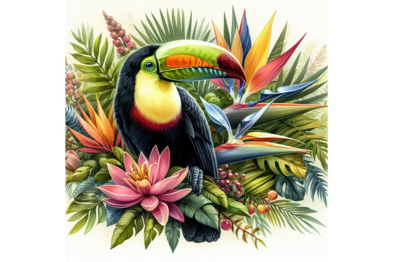 toucan-exotic-nature-background-tropical-plant