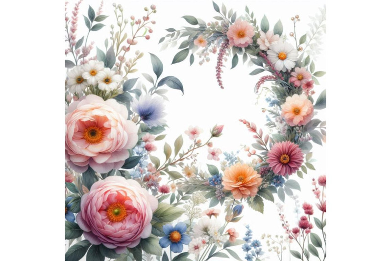 wreath-and-garden-flower-background-watercolo