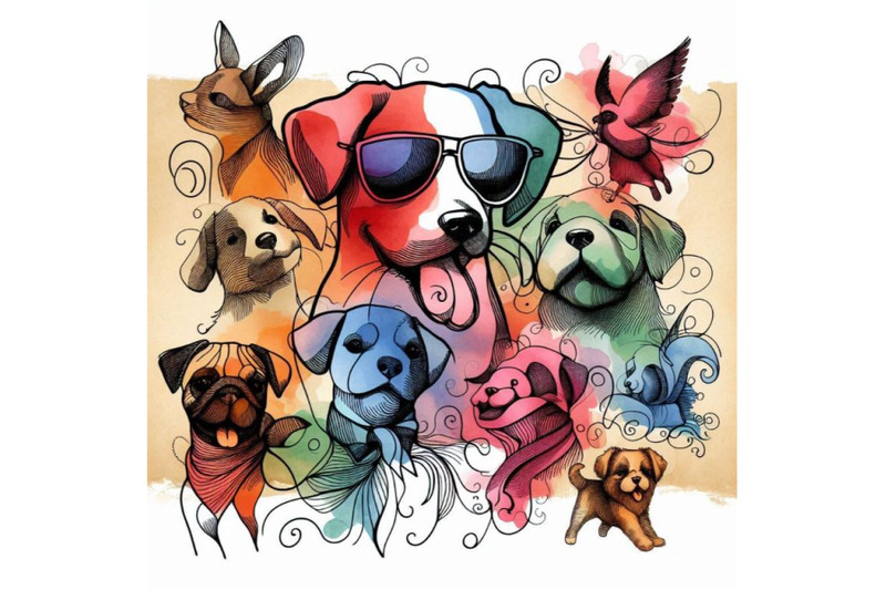 funny-puppy-dog-watercolor-background-fashion