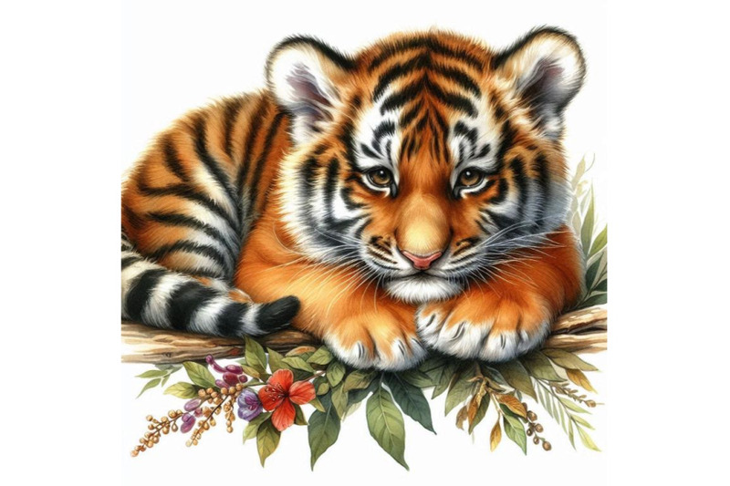 tiger-cub-wild-animals-watercolor-illustratio