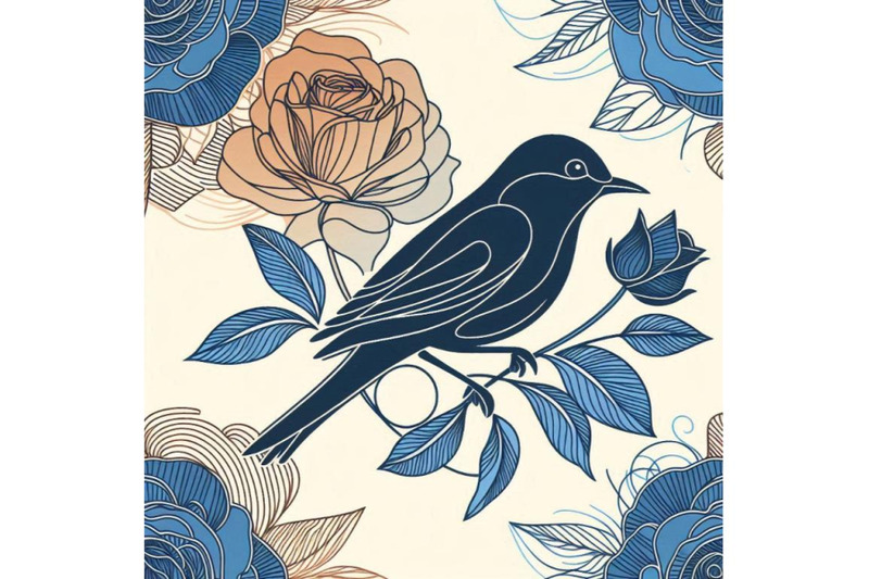 blue-rose-and-bird-seamless-pattern