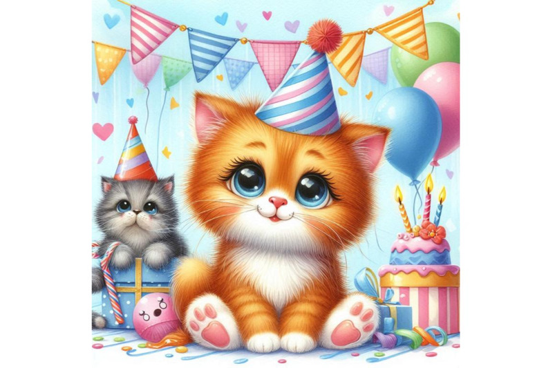 funny-kitten-decor-for-kid-birthday-background-for-holida