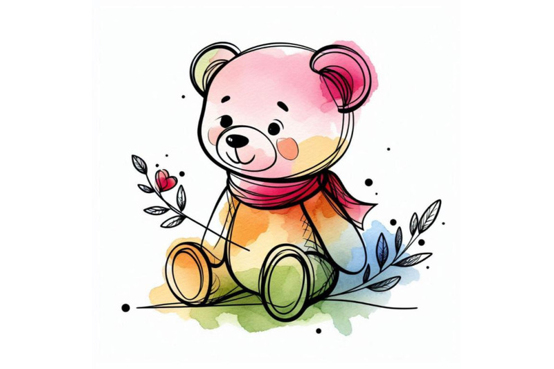 cute-teddy-bear-watercolor-illustration