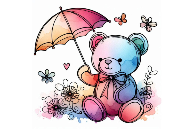 cute-teddy-bear-watercolor-illustration