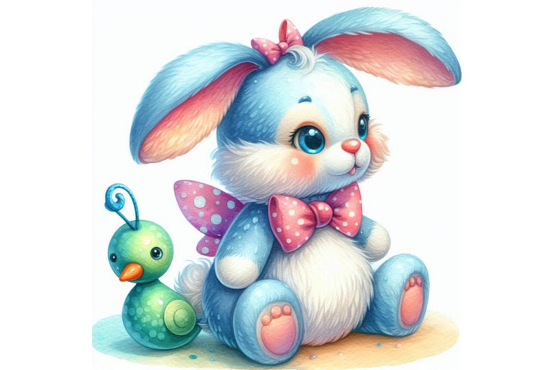 watercolor-funny-bunny-toy-bunny-background-for-kid