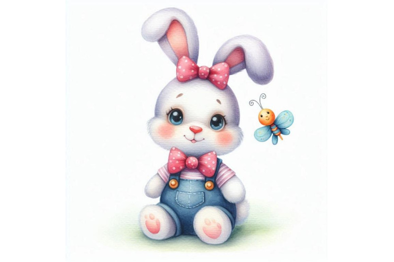 watercolor-funny-bunny-toy-bunny-background-for-kid